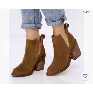 Steve Madden Sharini Chestnut Brown Suede Pull On Ankle Boots Booties Size 10 m